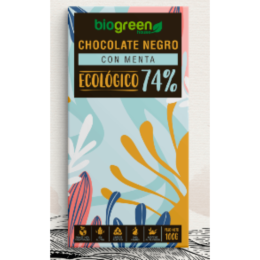 Tableta Chocolate Negro 74% Ecológico 100 Gr Avellana Comida Fitness