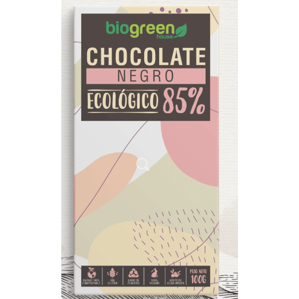 Tableta Chocolate Negro 85% Ecológico 100 Gr Comida Fitness