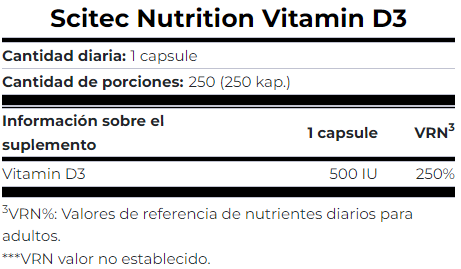 Vitamin D3 250 Caps Vitaminas & Minerales