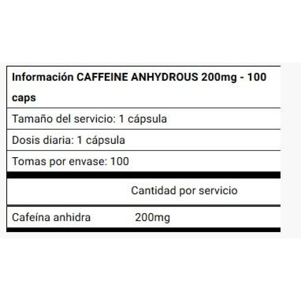 Caffeine Anhydrous 200 Mg 100 Caps Cafeina