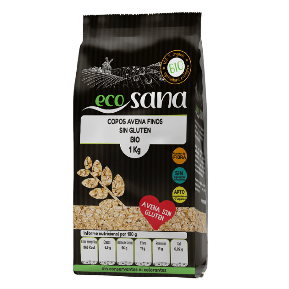 Copos de Avena Fino Integral Sin Gluten Bio 1 Kg