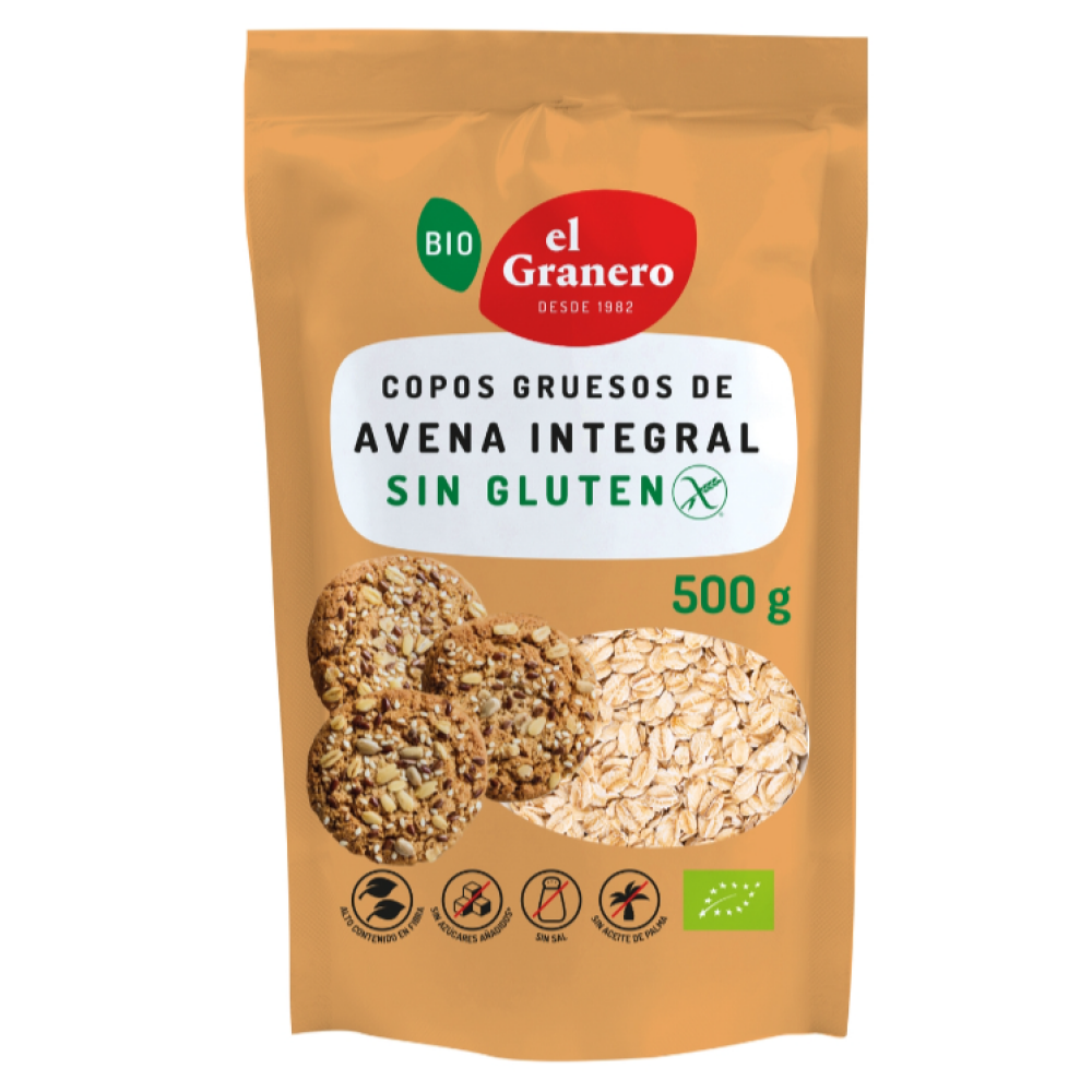Copos Gruesos de Avena Integral Bio Sin Gluten 500 Gr