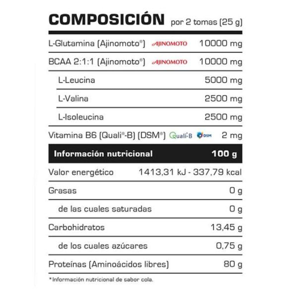 Glutamine + Bcaa 500 Gr Limón Bcaa