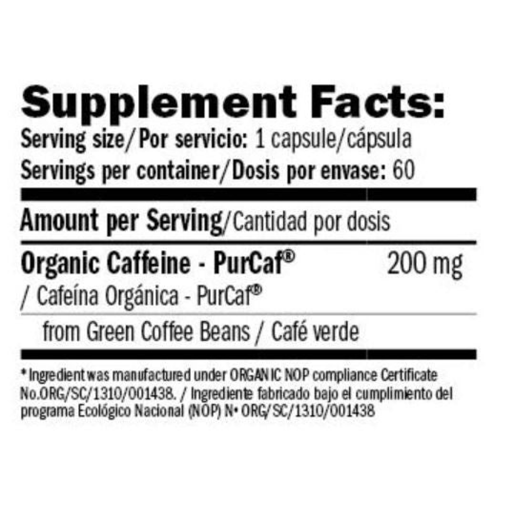 Natural Caffeine 60 Caps Cafeina