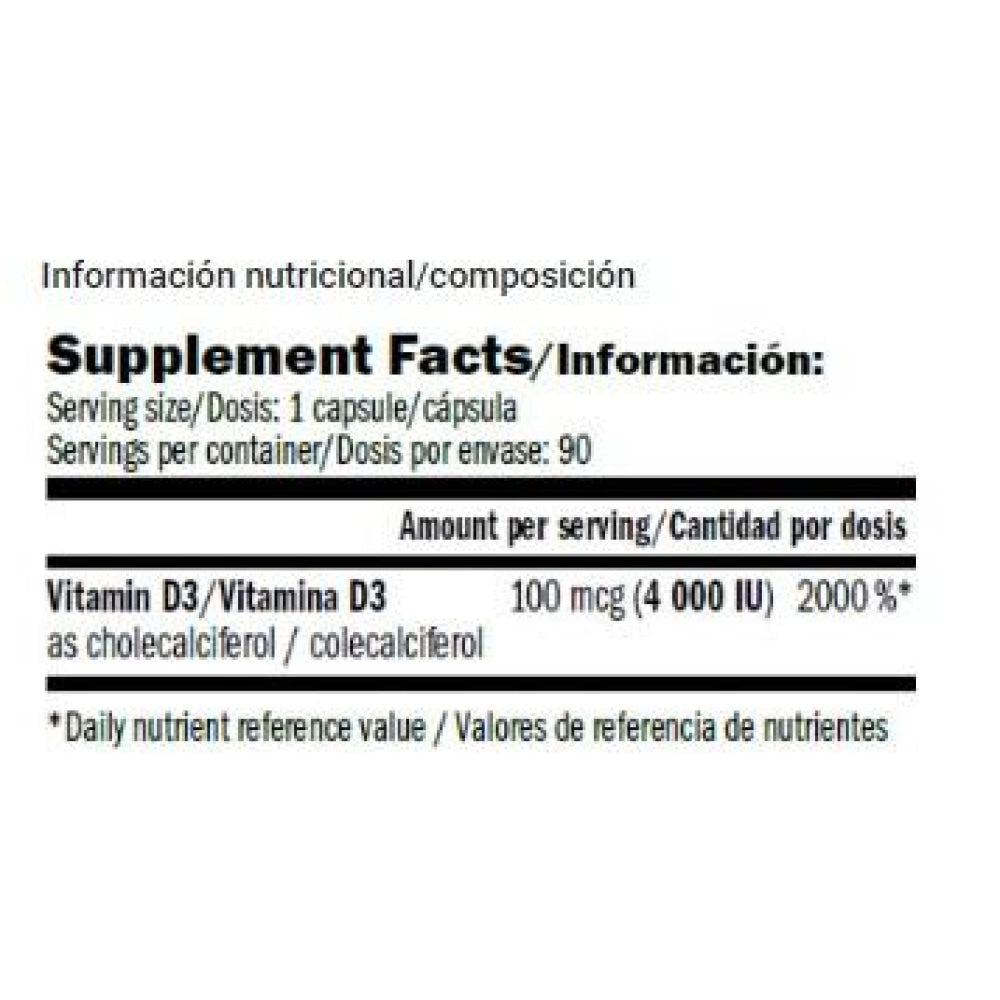 Performance Vitamin D 4000 I.u. 90 Caps Vitaminas & Minerales