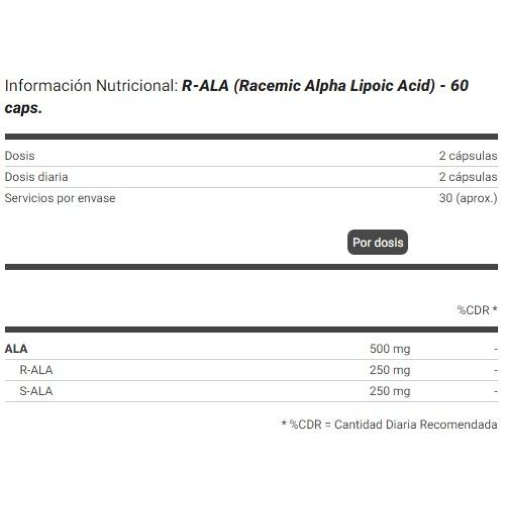 R-Ala Big 60 Caps Antioxidantes