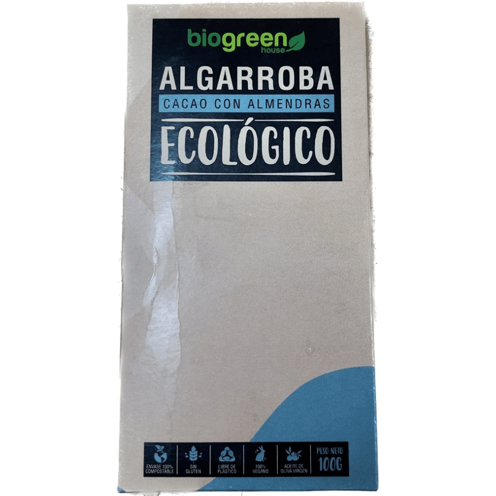 Tableta Algarroba con Cacao y Almendra Ecológico 100 Gr