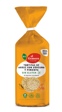 Tortitas de Arroz con cúrcuma y pimienta sin gluten Bio 115 Gr