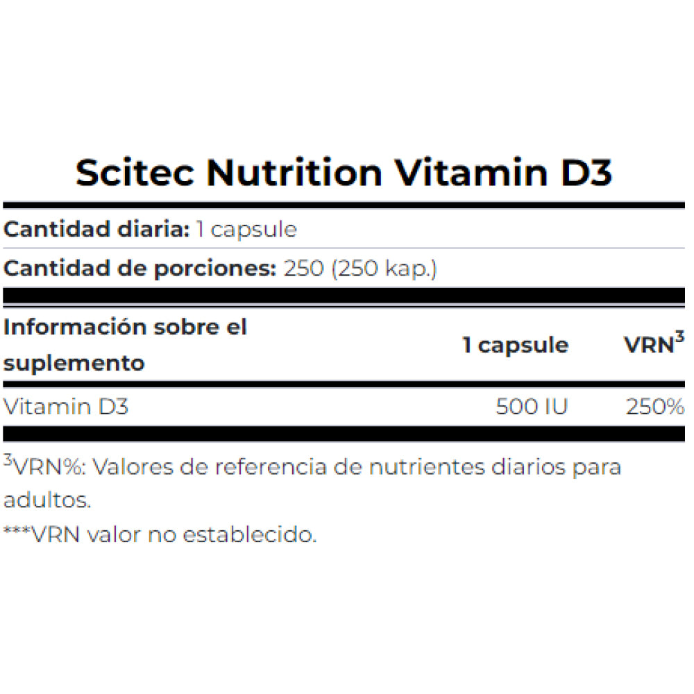 Vitamin D3 250 Caps Vitaminas & Minerales